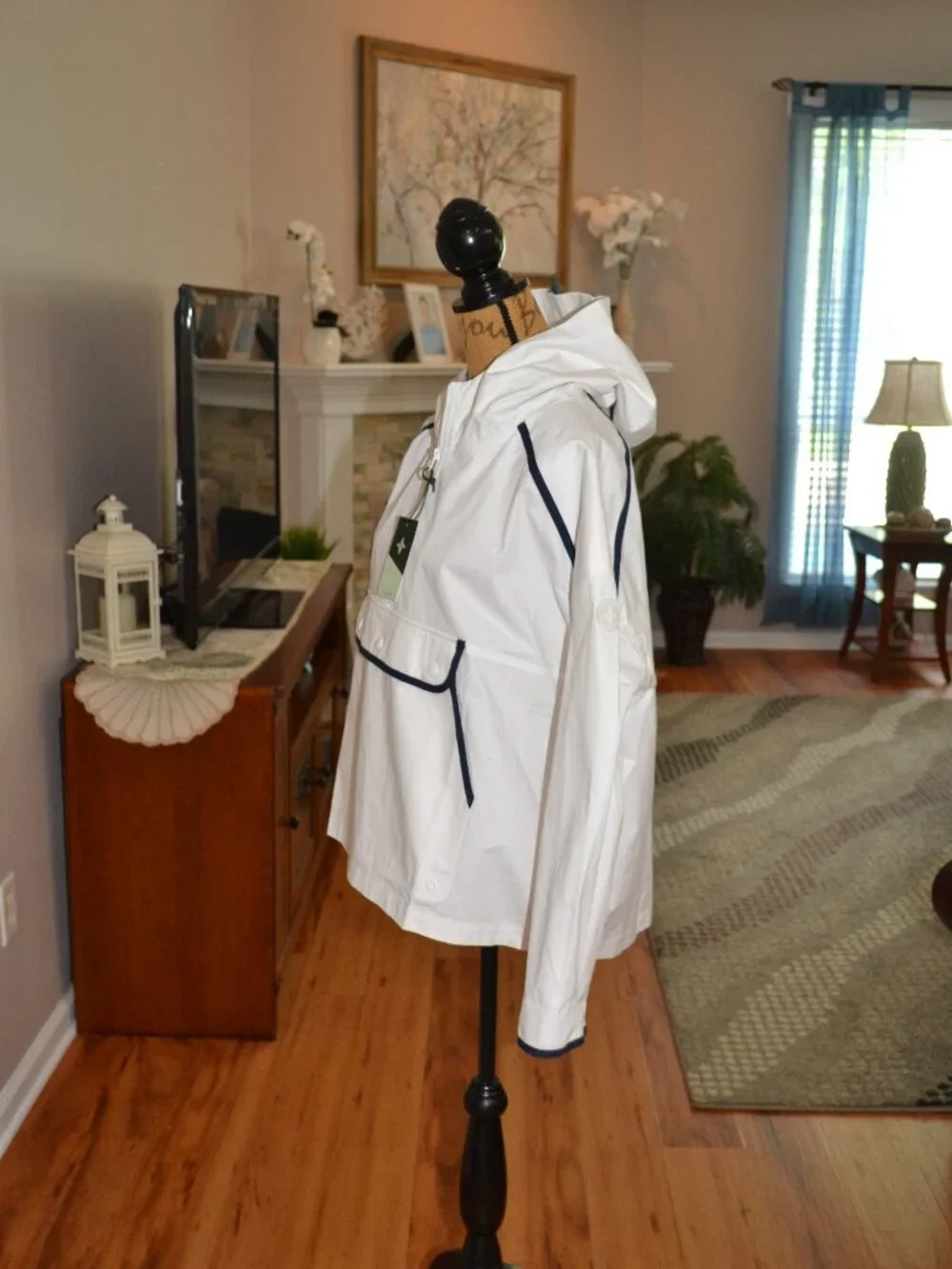 Tuckernuck Tnuck Sport White Navy Water Repellant Nantucket Anorak Jacket, XL - Picture 8 of 13
